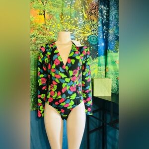 Zara Neon Floral Bodysuit New With Tags!
